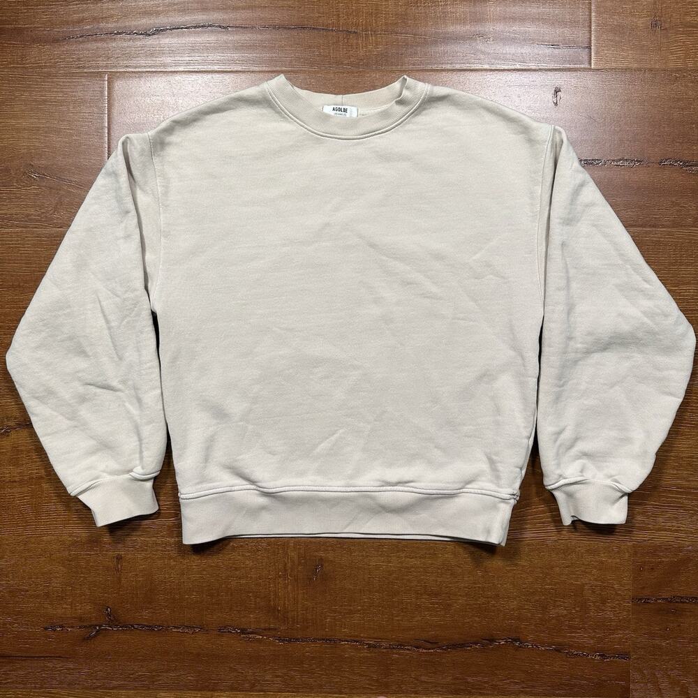 Agolde Nolan Oversized Sweater XS Ivory Sweatshirt Relaxed Fit Drop Shoulder USA